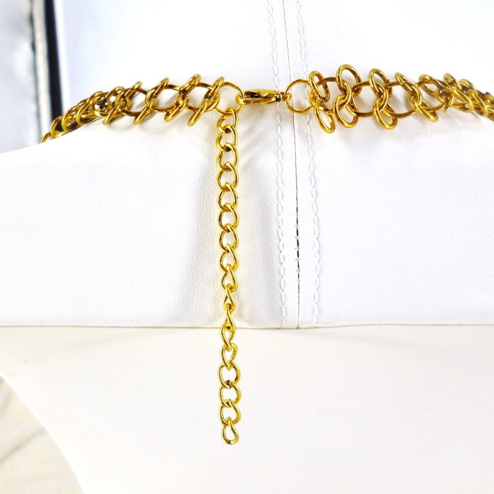 Necklace Amazing Exotic Gold Tone Filigree Faux Turquoise & Coral Perfect Cond - Picture 4 of 5